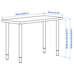 Письменный стол Ikea Linnmon/Olov 100x45 (Темно-серый/Белый) Thumb