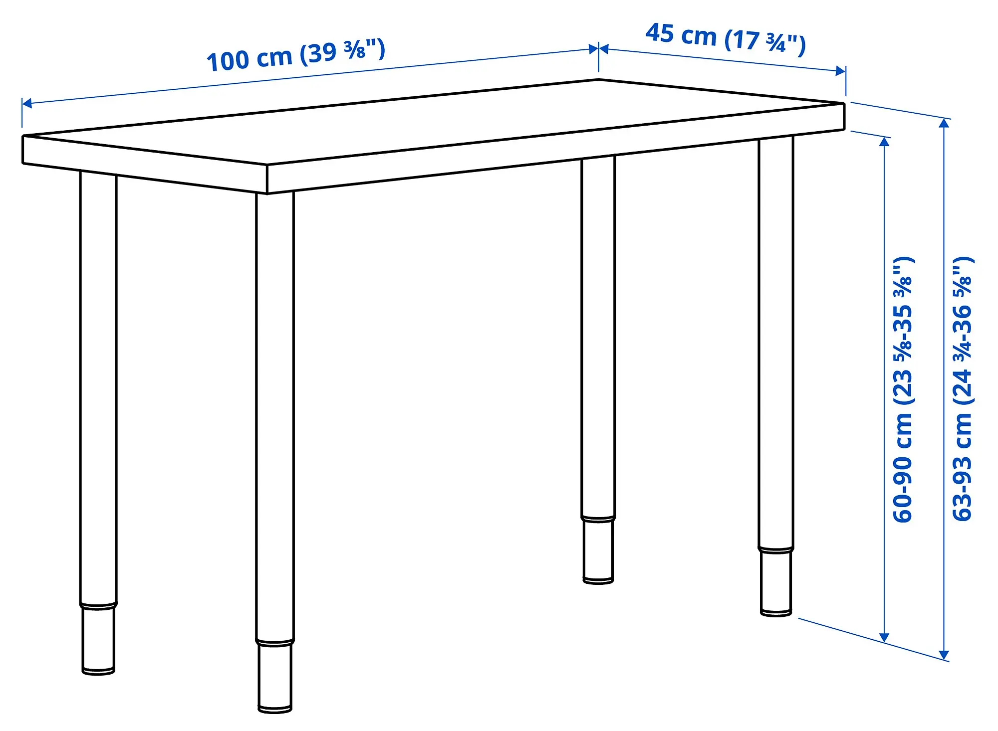 Письменный стол Ikea Linnmon/Olov 100x45 (Темно-серый/Белый) - 4