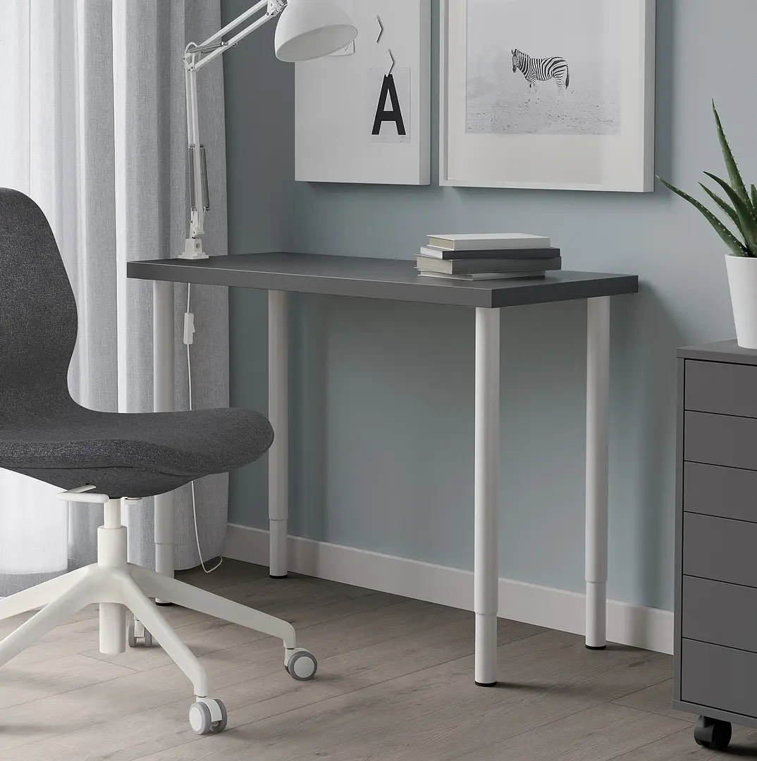 Письменный стол Ikea Linnmon/Olov 100x45 (Темно-серый/Белый)