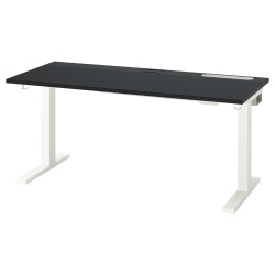 Письменный стол Ikea Mittzon электрический 140x60 (Черный ясеневый шпон/Черный/Белый) Thumb
