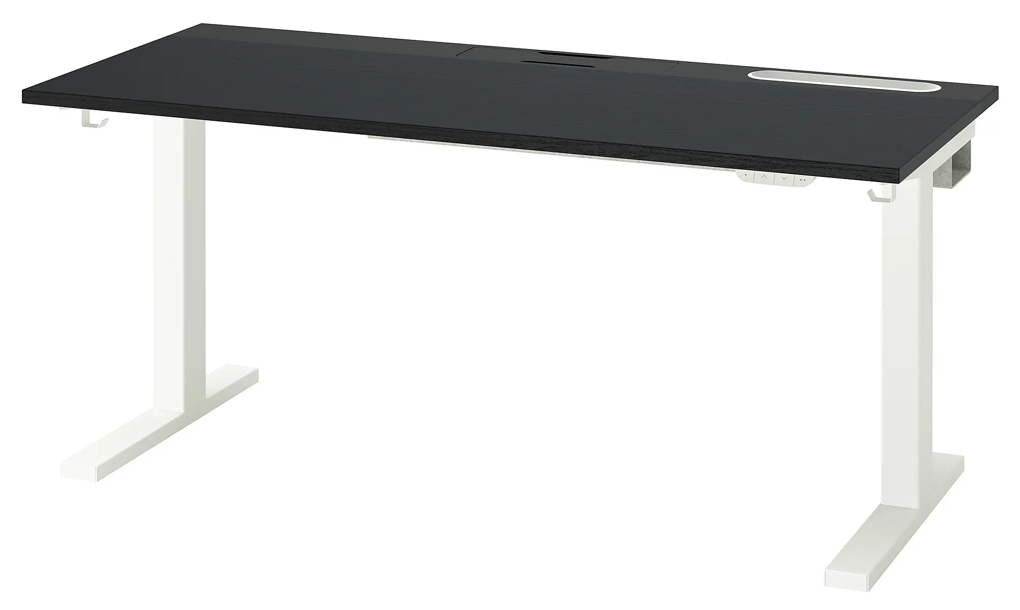 Письменный стол Ikea Mittzon электрический 140x60 (Черный ясеневый шпон/Черный/Белый) - 2