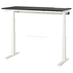Письменный стол Ikea Mittzon электрический 140x60 (Черный ясеневый шпон/Черный/Белый)