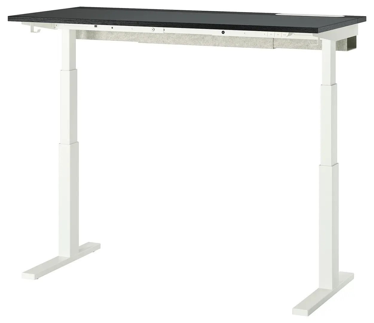 Письменный стол Ikea Mittzon электрический 140x60 (Черный ясеневый шпон/Черный/Белый)