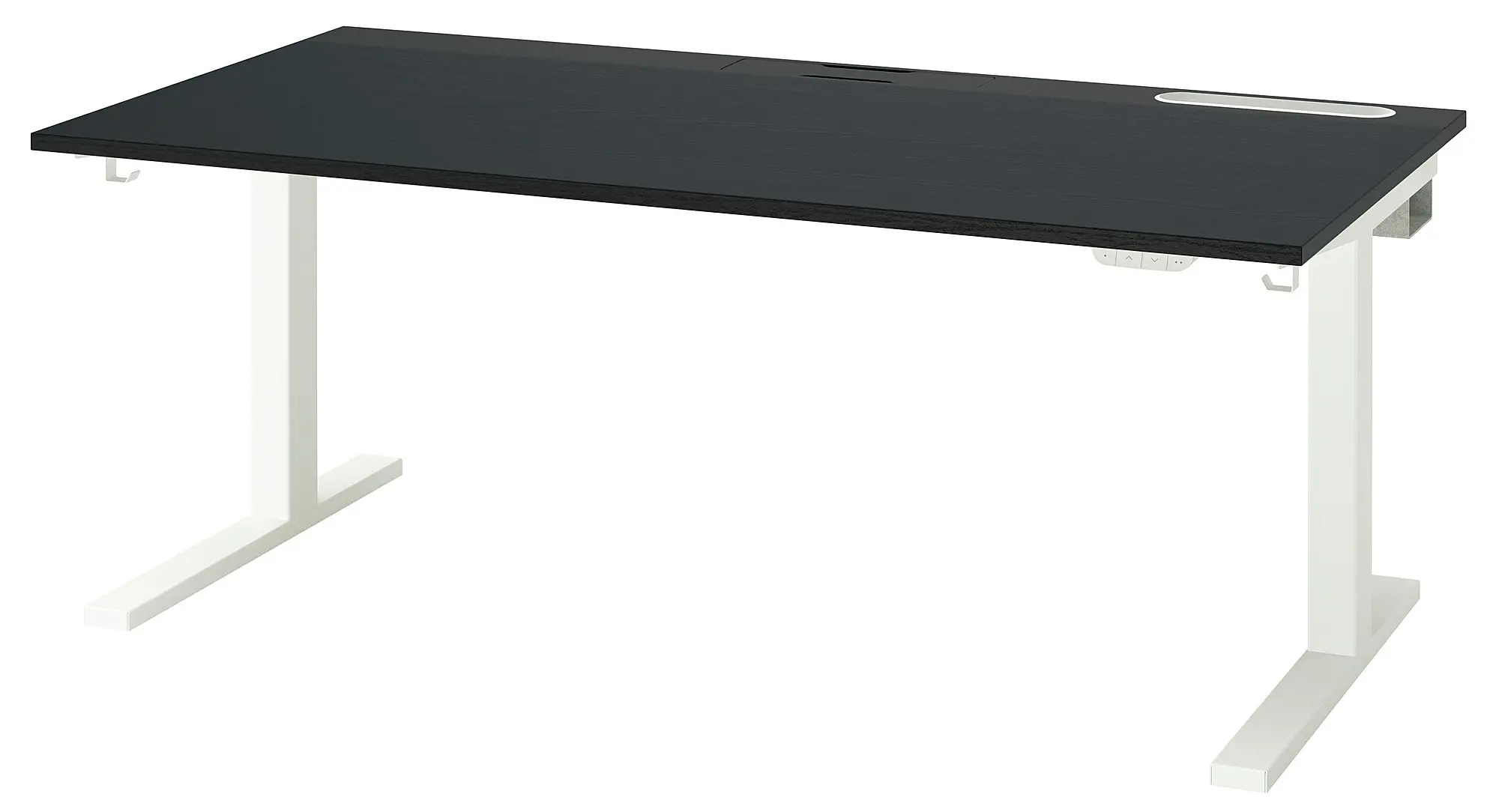 Письменный стол Ikea Mittzon электрический 160x80 (Черный ясеневый шпон/Черный/Белый) - 2