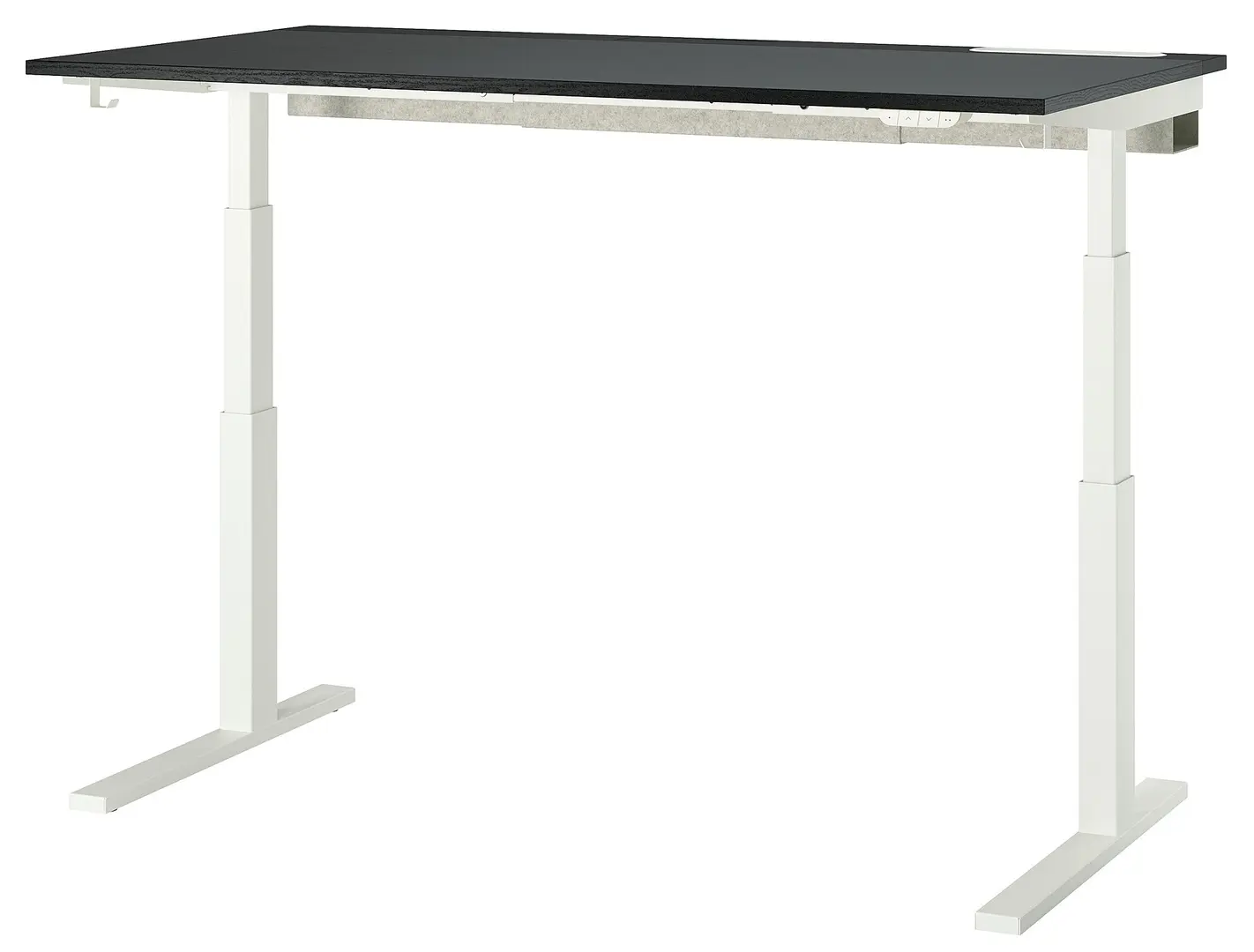 Письменный стол Ikea Mittzon электрический 160x80 (Черный ясеневый шпон/Черный/Белый)