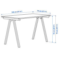 Письменный стол Ikea Trotten 120x70 (Ясень/Белый) Thumb
