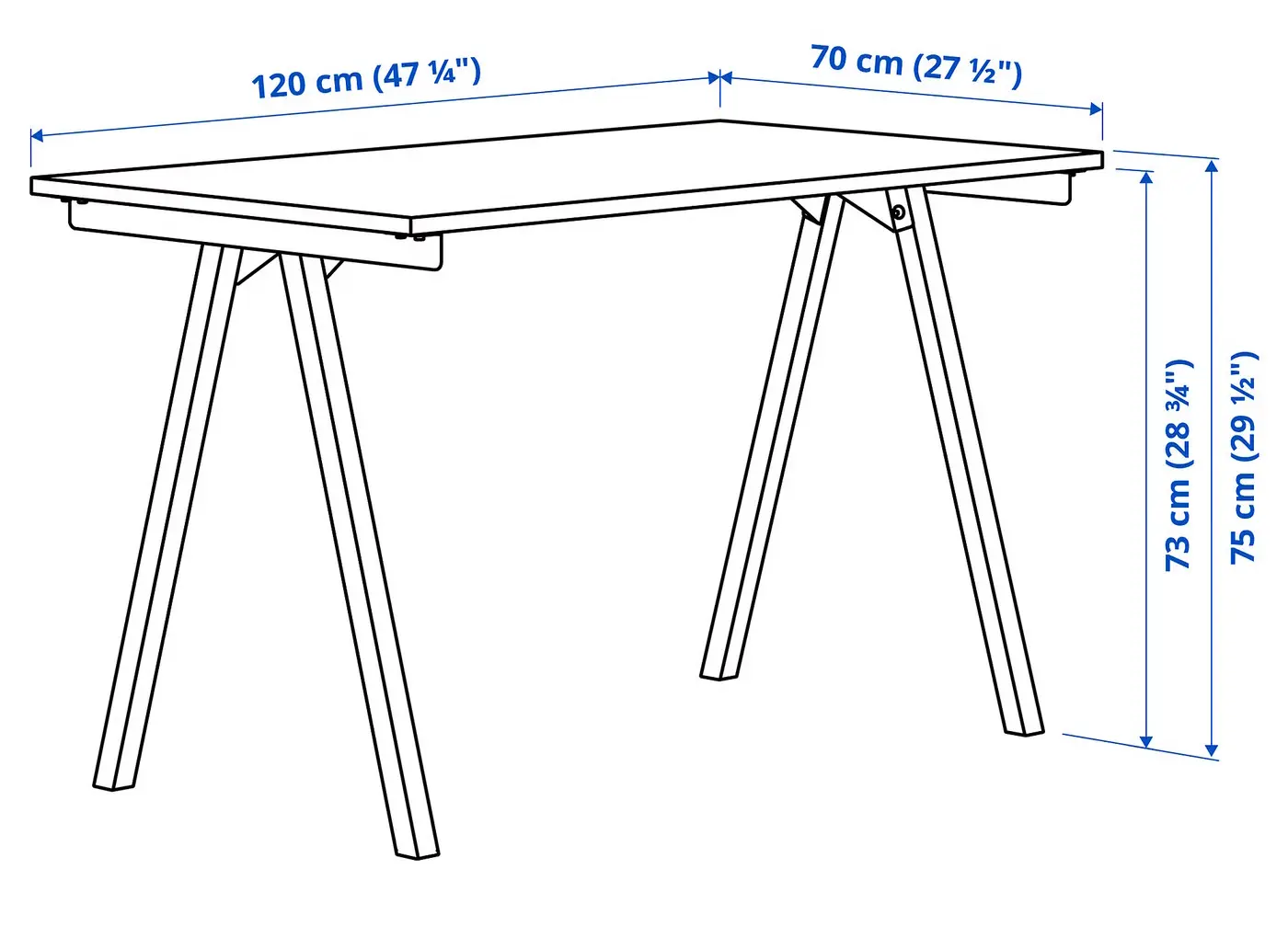 Письменный стол Ikea Trotten 120x70 (Ясень/Белый) - 4