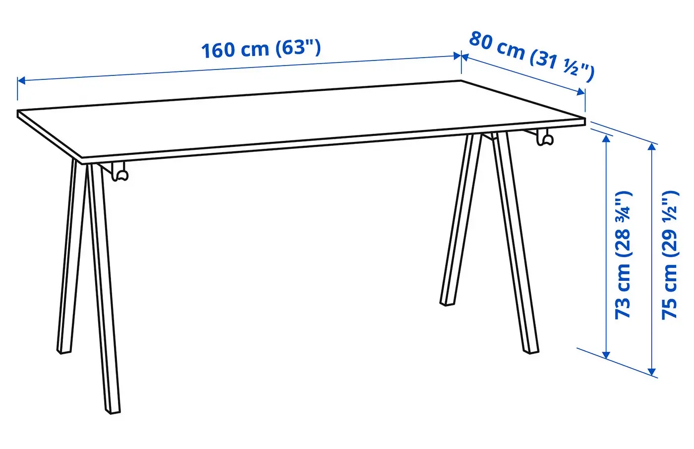 Письменный стол Ikea Trotten 160x80 (Белый) - 2