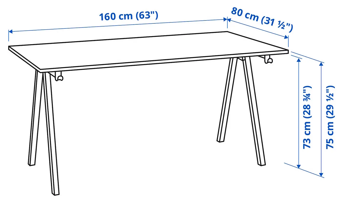 Masa de birou Ikea Trotten 160x80 (Frasin/Alb) - 4
