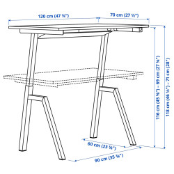 Masa de birou Ikea Trotten electric 120x70 (Alb) Thumb