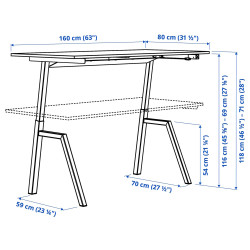 Masa de birou Ikea Trotten electric 160x80 (Alb) Thumb