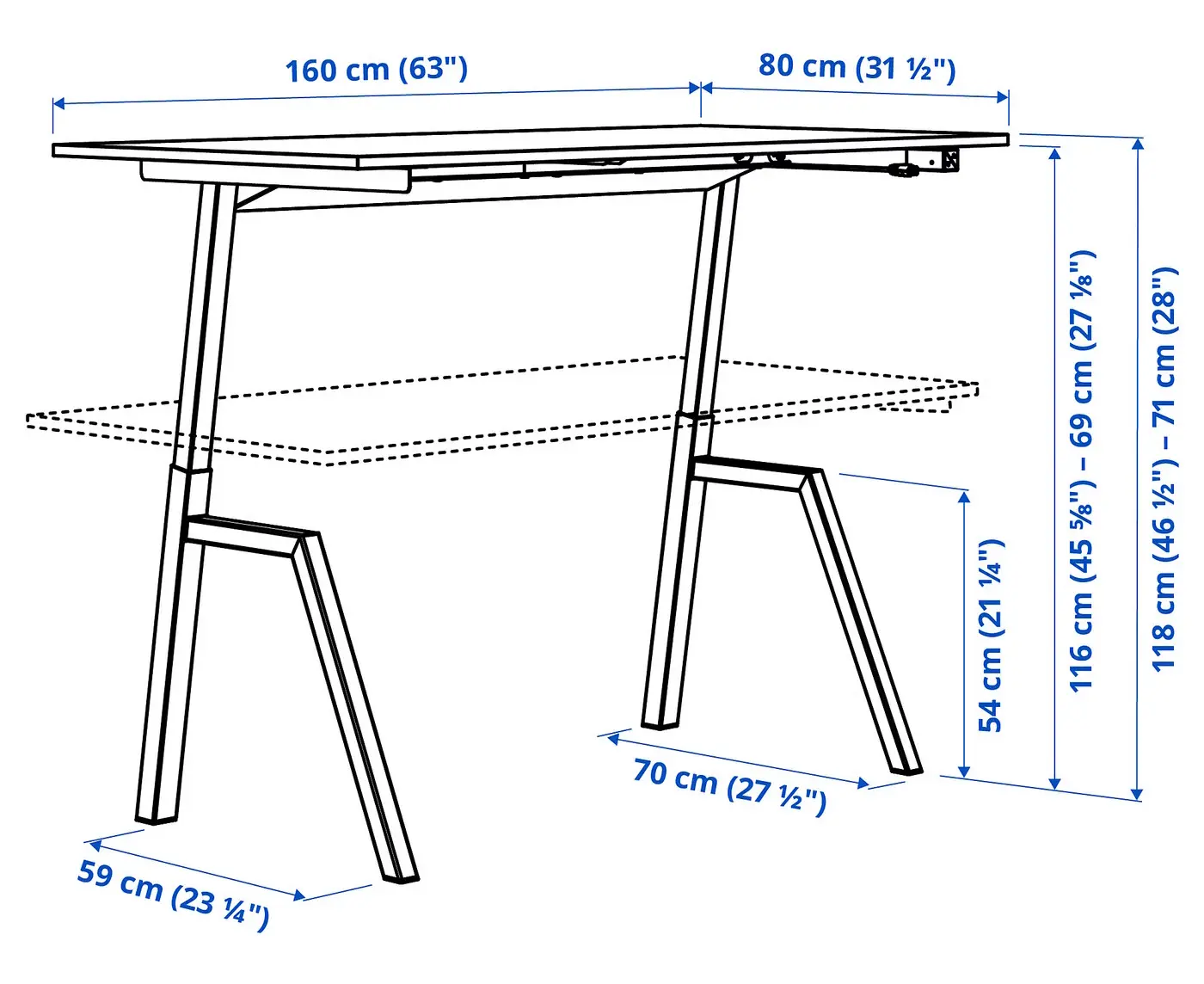 Masa de birou Ikea Trotten electric 160x80 (Frasin/Alb) - 7