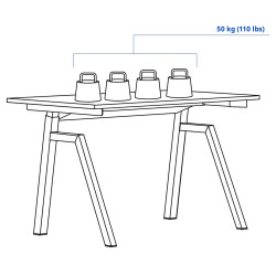 Masa de birou Ikea Trotten electric 160x80 (Frasin/Alb) Thumb