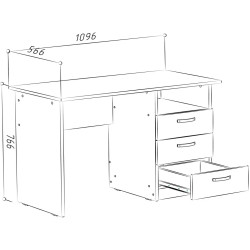 Masa de birou МЛ-Мебель ML-2 109.6cm (Atelier Light) Thumb