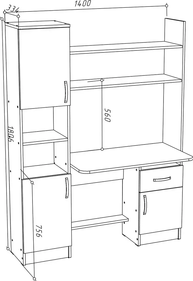 Masa de birou МЛ-Мебель ML-7 140cm (Golden Oak/White) - 3