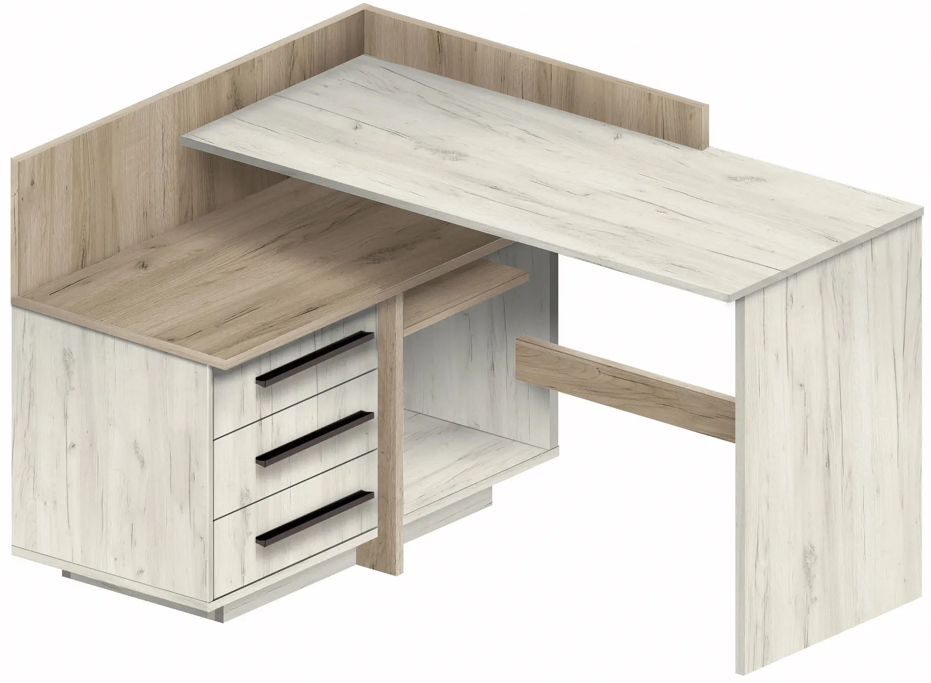 Masa de birou Modern 129x85x100 colt 7 (Craft Oak White/Craft Oak Gray) - 2