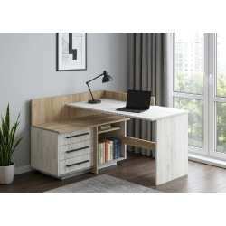 Masa de birou Modern 129x85x100 colt 7 (Craft Oak White/Craft Oak Gray)