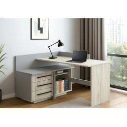 Masa de birou Modern 129x85x100 colt 7 (Craft Oak White/Slate Gray)