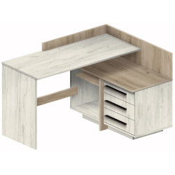 Masa de birou Modern 129x85x100 colt Г (Craft Oak White/Craft Oak Gray) Thumb