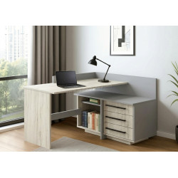 Masa de birou Modern 129x85x100 colt Г (Craft Oak White/Slate Gray)