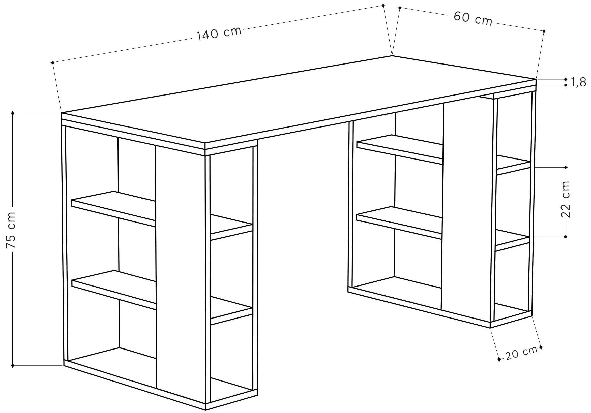 Письменный стол Showdeko Colmar 140cm (White/Anthracite) - 3