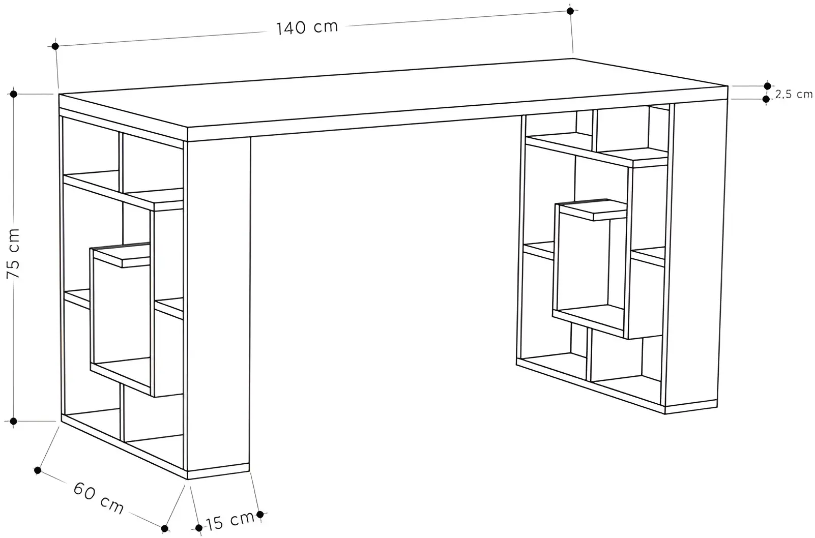 Masa de birou Showdeko Labirent (White/Anthracite) - 3