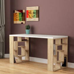 Masa de birou Showdeko Labirent (White/Oak)