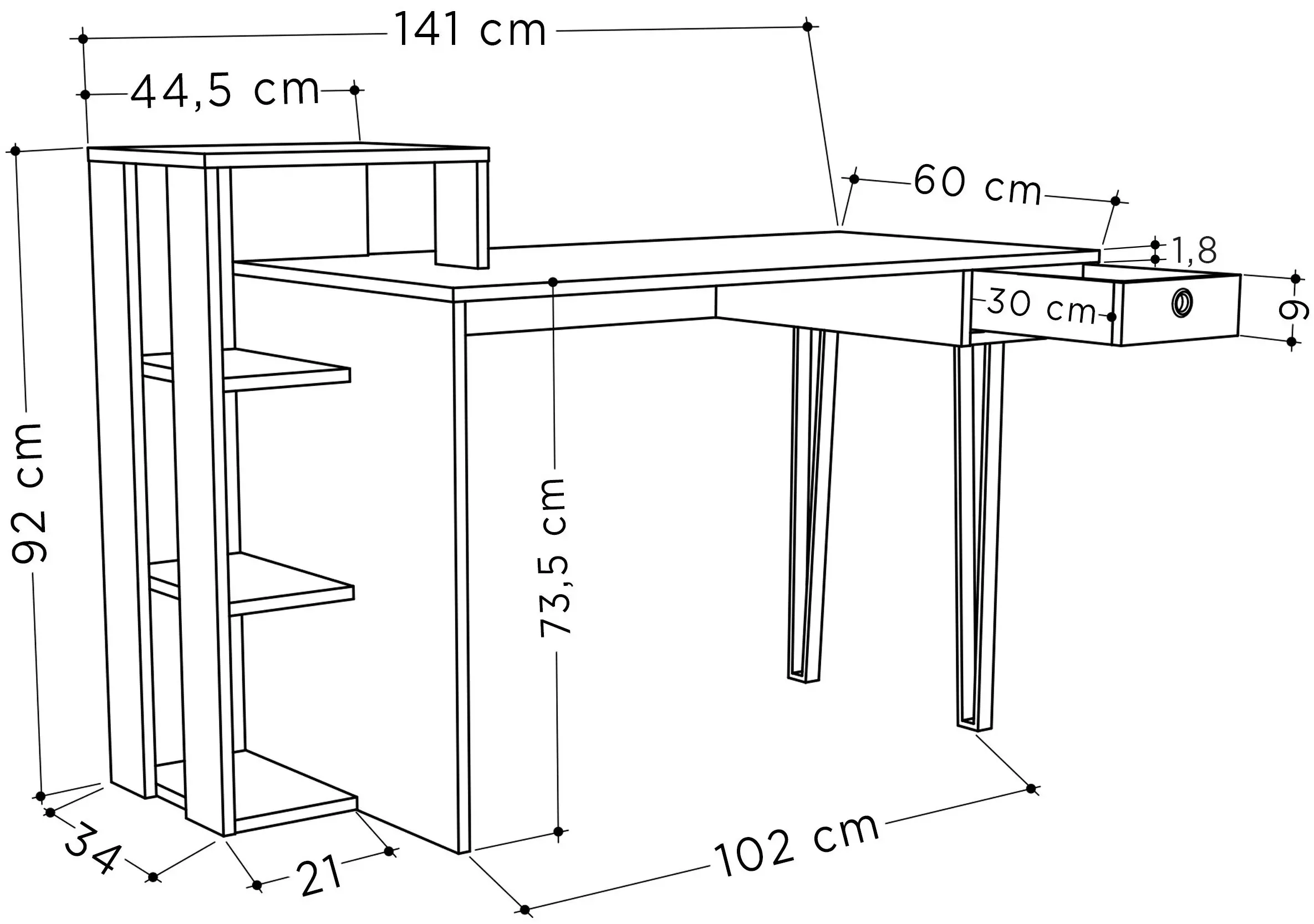 Письменный стол Showdeko Loyd (Oak/Anthracite) - 3