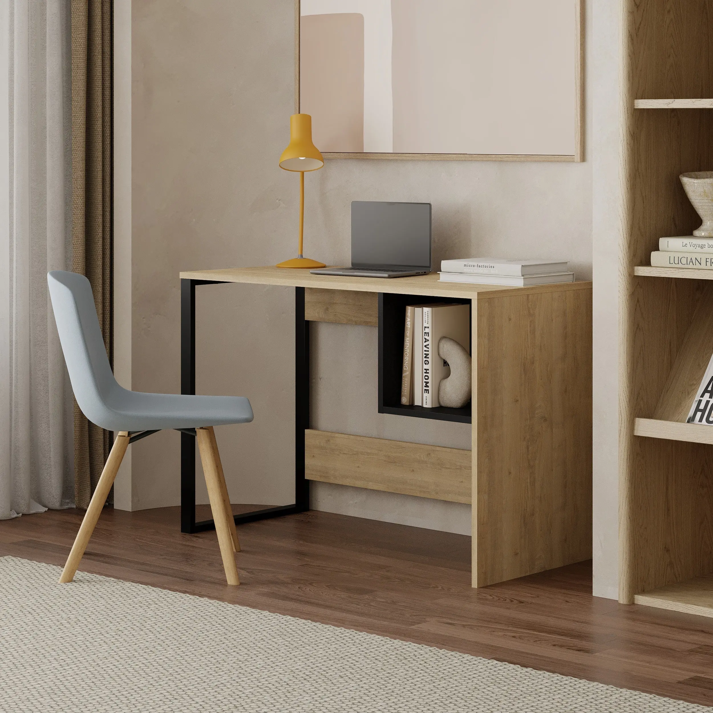 Masa de birou Showdeko Model 4 (Oak/Black) - 2