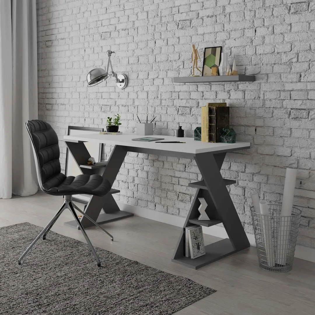 Masa de birou Showdeko Papillon (White/Anthracite)