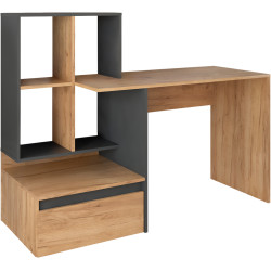 Masa de birou Tempo Kondela Eross New (Golden Craft Oak/Graphite) Thumb