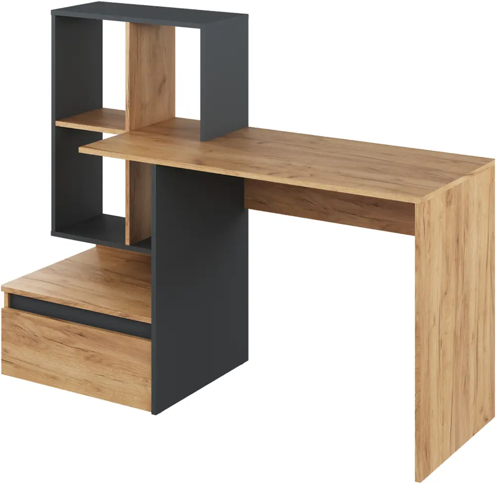 Masa de birou Tempo Kondela Eross New (Golden Craft Oak/Graphite)