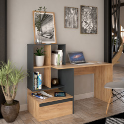 Masa de birou Tempo Kondela Eross New (Golden Craft Oak/Graphite)