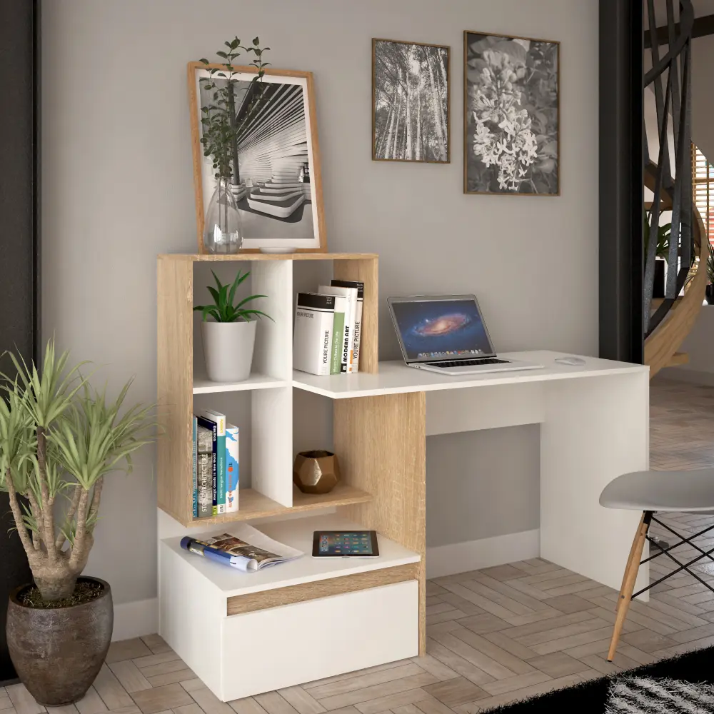 Письменный стол Tempo Kondela Eross New (White/Sonoma Oak)