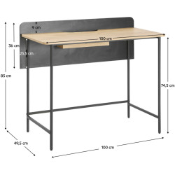 Masa de birou Tempo Kondela Kompus (Oak/Black) Thumb