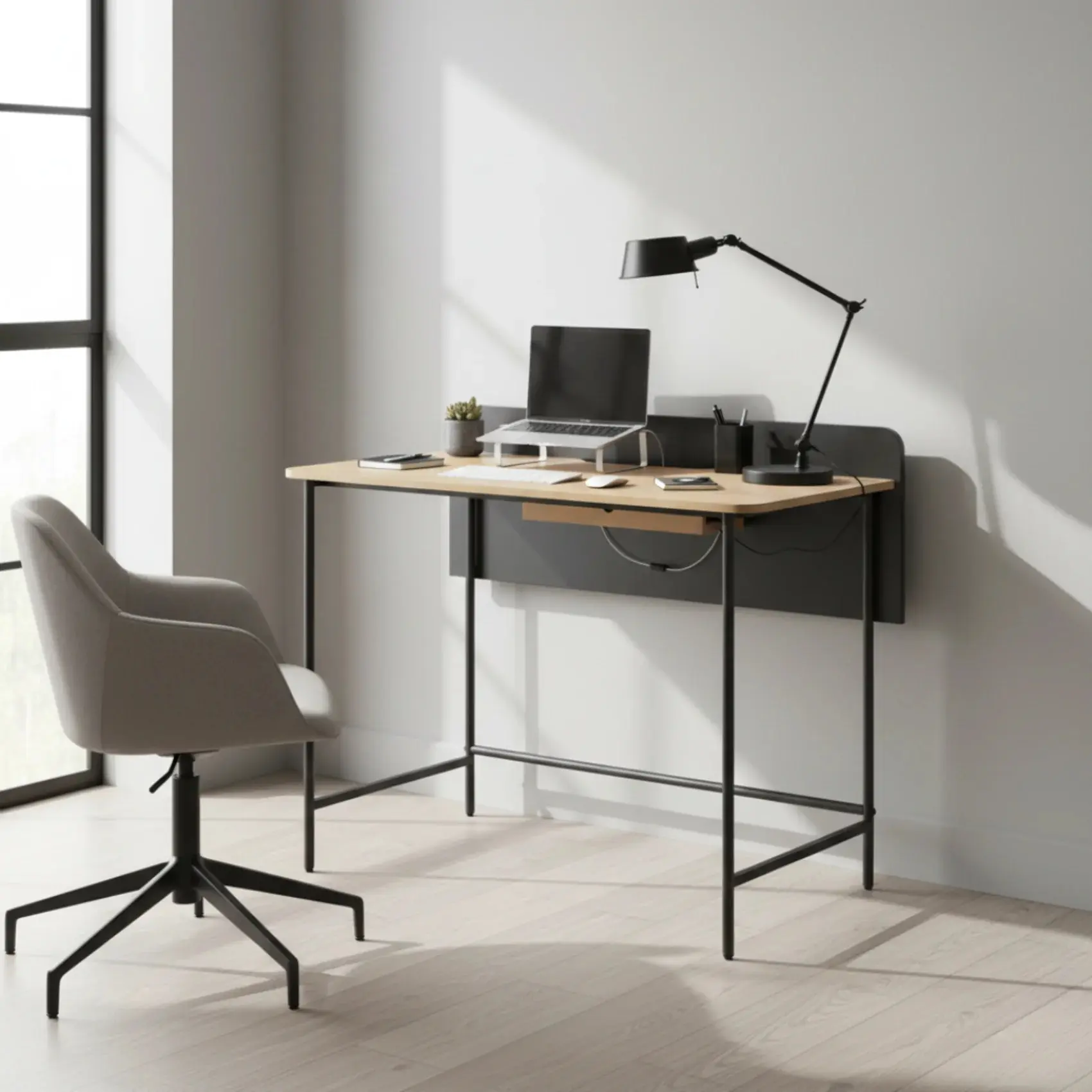 Masa de birou Tempo Kondela Kompus (Oak/Black) - 5