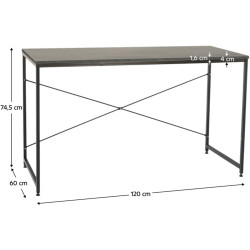 Masa de birou Tempo Kondela Mellora 120x60 (Concrete/Black) Thumb