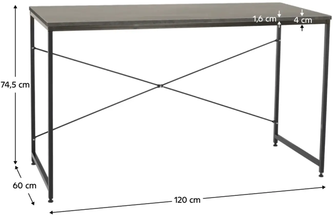 Masa de birou Tempo Kondela Mellora 120x60 (Concrete/Black) - 4