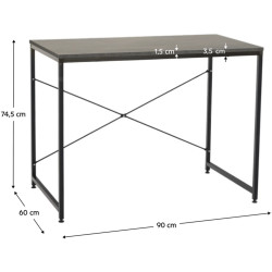 Masa de birou Tempo Kondela Mellora 90x60 (Concrete/Black) Thumb