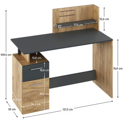 Masa de birou Tempo Kondela Platon New (Artisan Oak/Graphite) Thumb