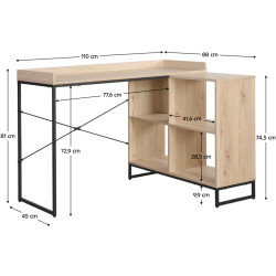 Masa de birou Tempo Kondela Ulostol (Oak/Black) Thumb