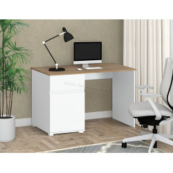 Письменный стол Tempo Kondela Vilgo 1D1S 120 (Glossy White/Wotan Oak)