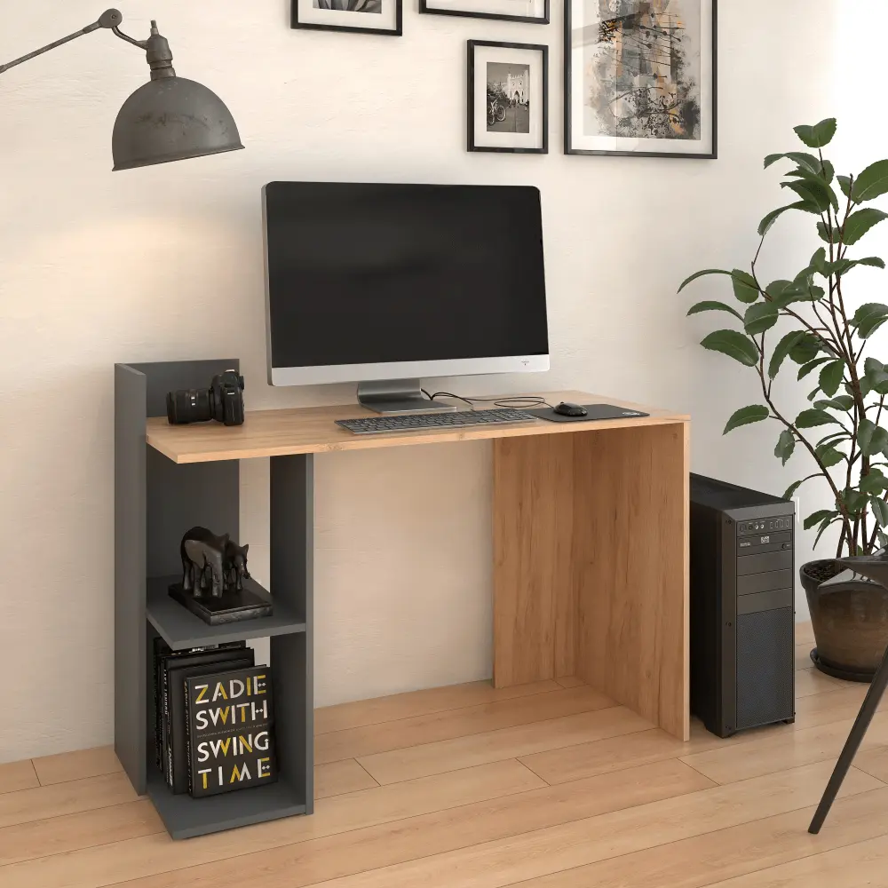 Masa de birou Tempo Kondela Zino New (Golden Craft Oak/Graphite)