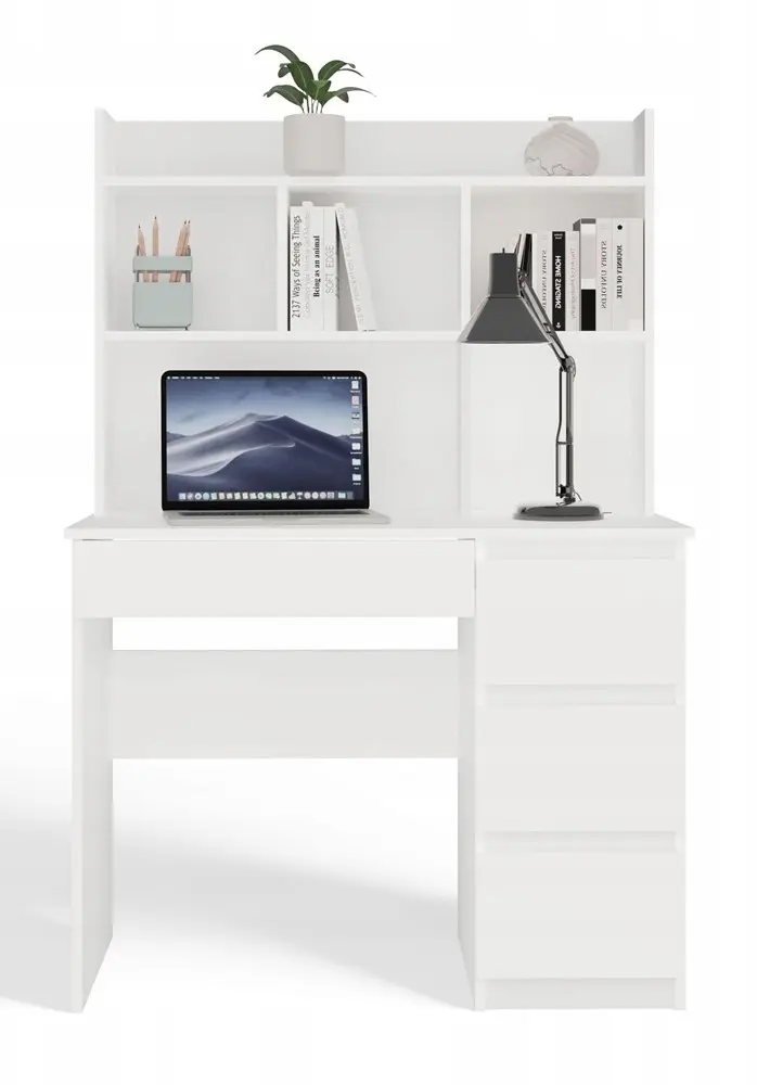 Masa birou TopEshop Mijas Right cu etajera (White) - 3