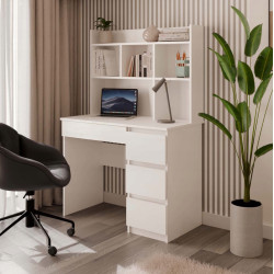 Masa birou TopEshop Mijas Right cu etajera (White) Thumb