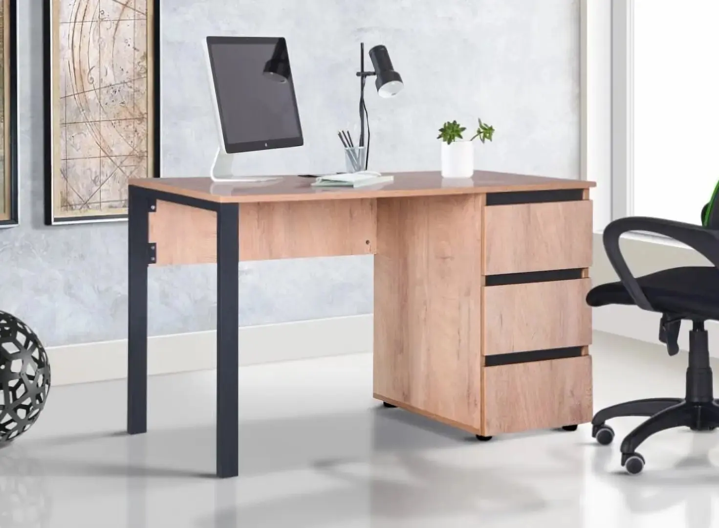 Masa de birou Pluto ST R (Oak/Graphite)