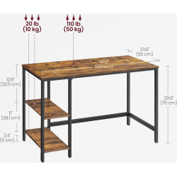 Письменный стол Vasagle LWD47X (Rustic Brown/Black) Thumb