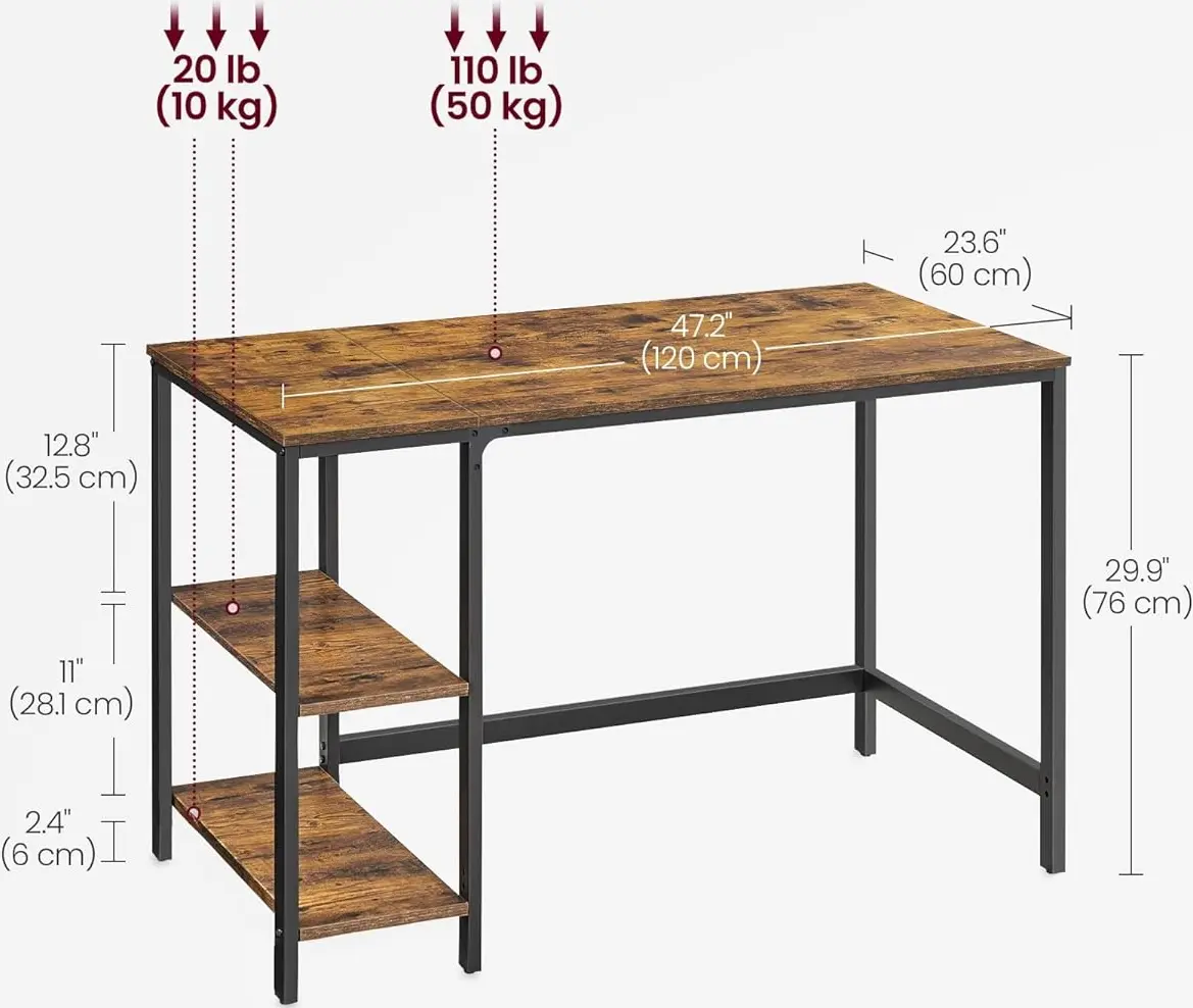 Письменный стол Vasagle LWD47X (Rustic Brown/Black) - 5