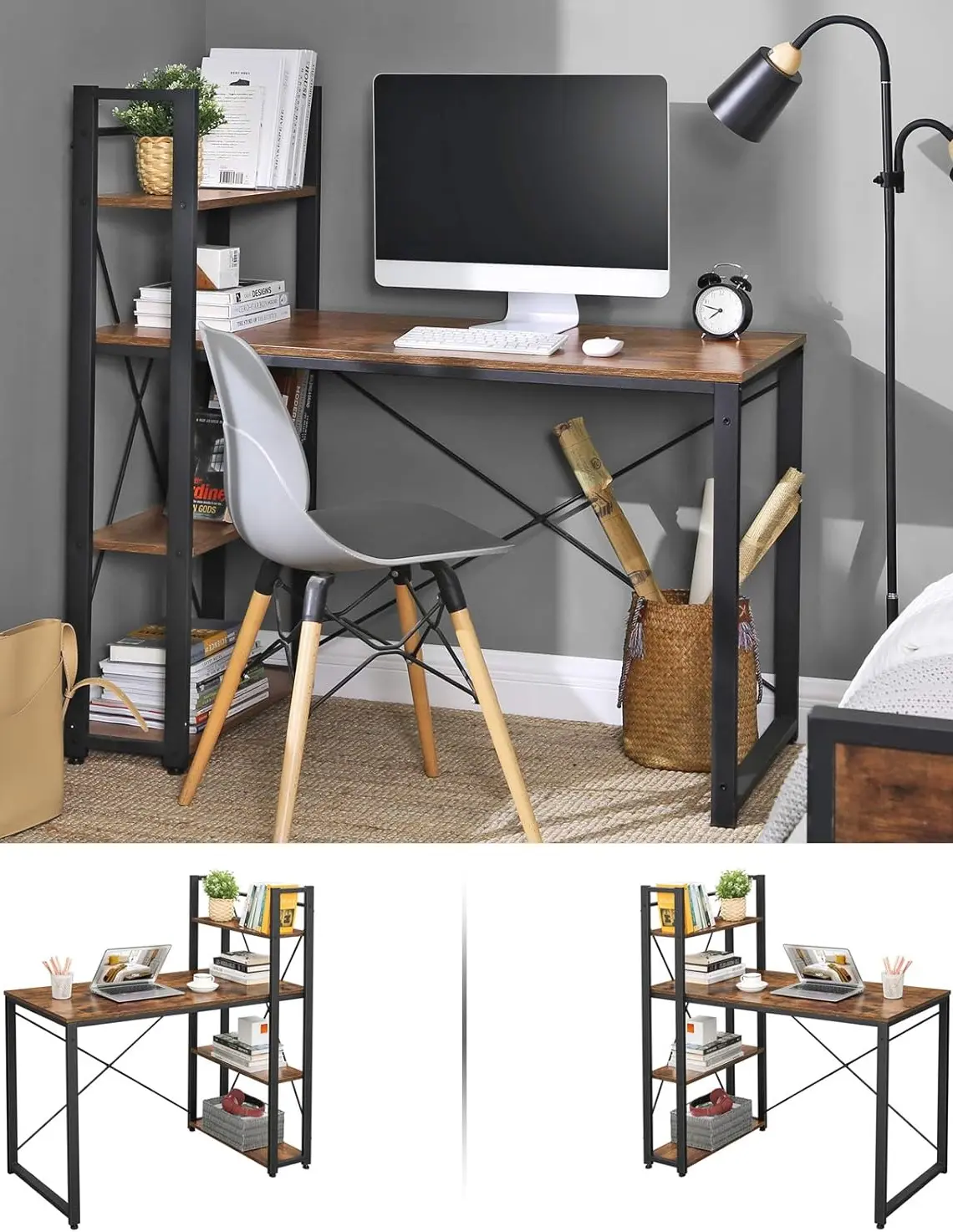 Письменный стол Vasagle LWD48X (Rustic Brown/Black) - 5