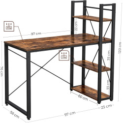 Письменный стол Vasagle LWD48X (Rustic Brown/Black) Thumb